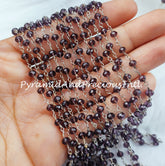 Amethyst Beaded Chain, Wire Wrapped Chain, Rosary Bead Chain, Amethyst Gemstone Chain, Jewelry Making Chain – SELLING BY FOOT
